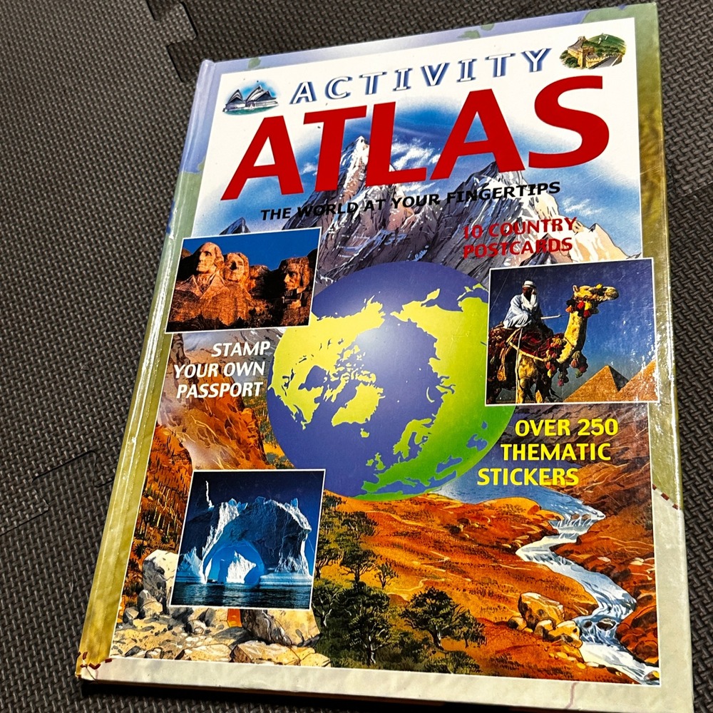 Activity Atlas The World at Your Fingertips Hardcover Sticker Book 2000 Edition